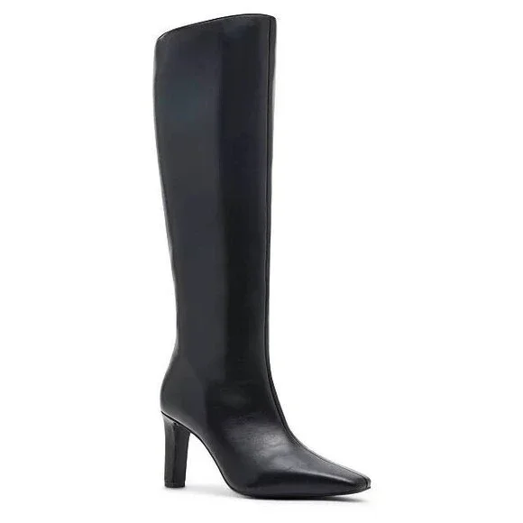 Madden Girl Voyage Knee High Square Toe Dress Boots Black 6M Polyurethane $99 NW - Picture 1 of 13